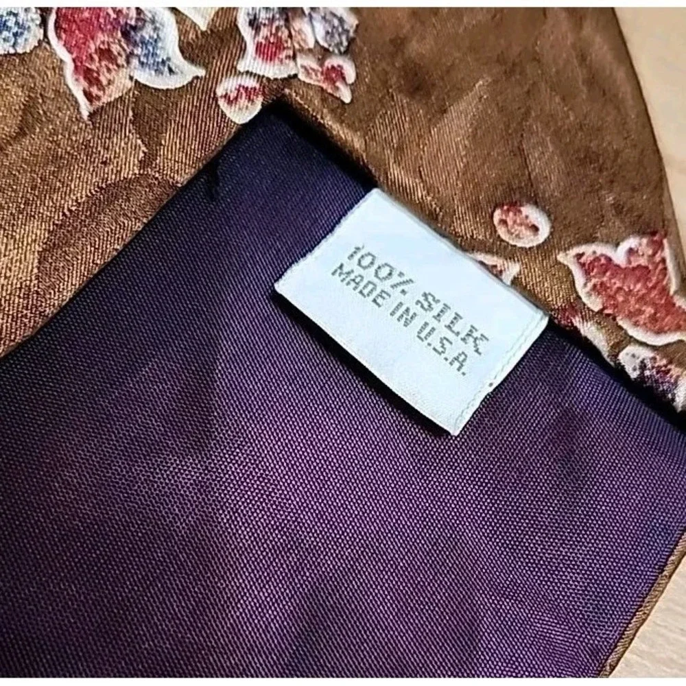 Liberty of London Mens Necktie Brown Floral Archive‎ Print 100% Silk USA 3.5x57